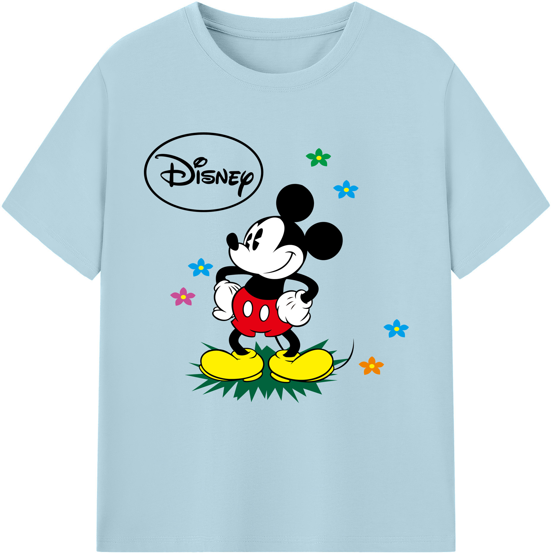 （画像用） ミッキーマウス Mickey Mouse 綿100％半袖Tシャツ（フロントプリント）